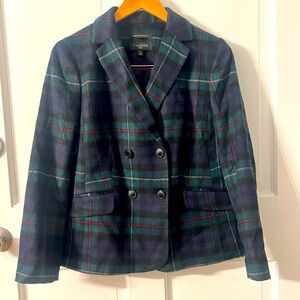 Talbots Petite Wool Green and Black Blazer